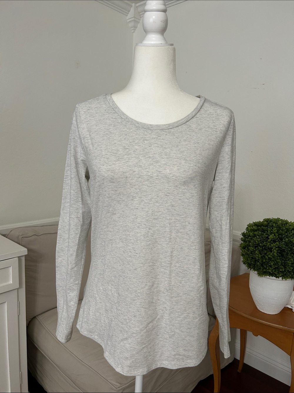 LOFT Striped Silver striped Stretchy T-Shirt